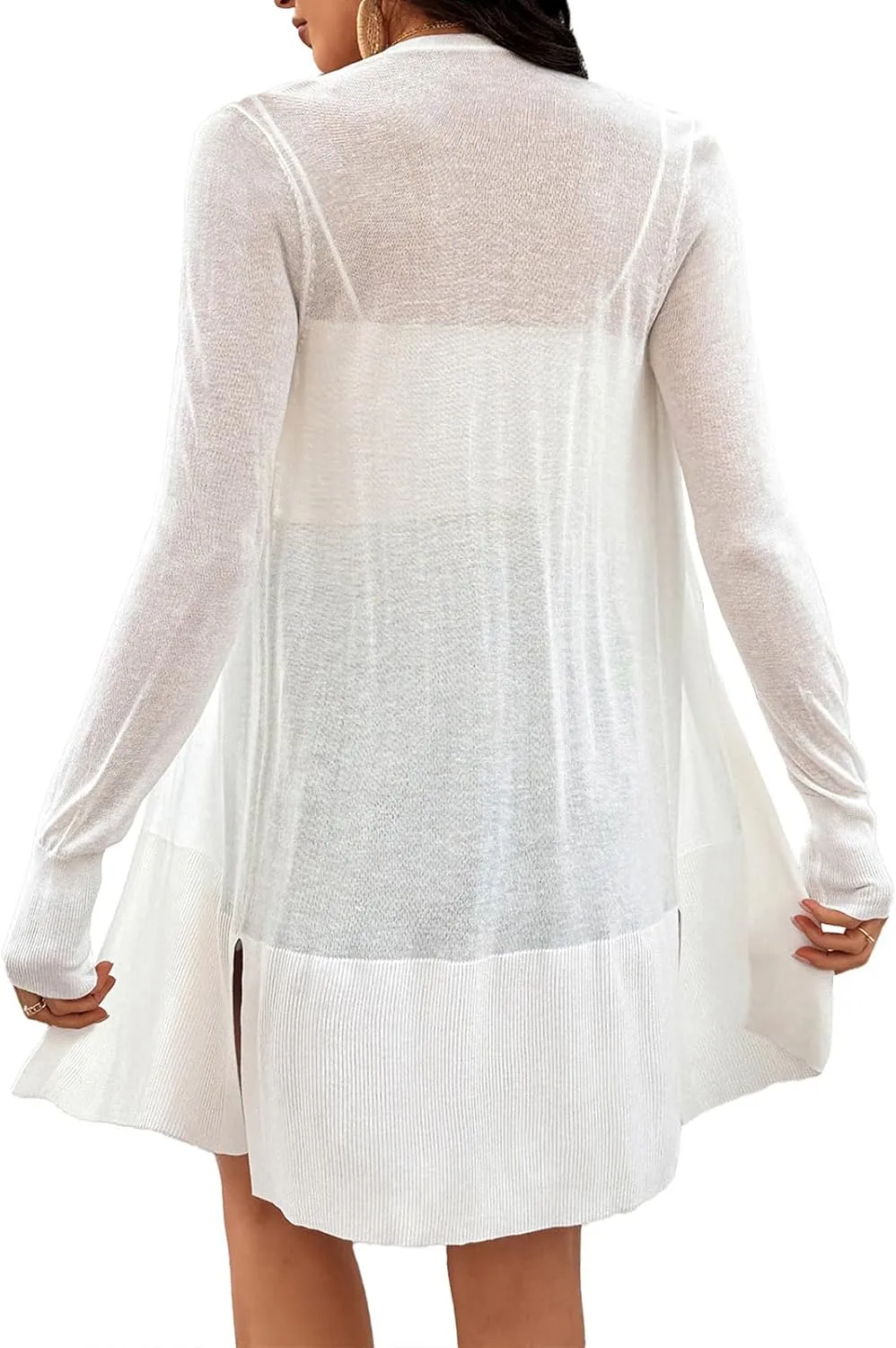 Women's Trendy Lightweight Long Cardigans Summer Casual Beach Vacation Open Front Cardigan 2379