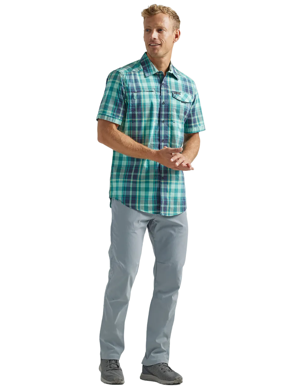 Wrangler Men's Asymetrical Zip Pocket Plaid Shirt