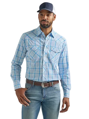 Wrangler Men's Competition Long Sleeve Baby Blue Shirts