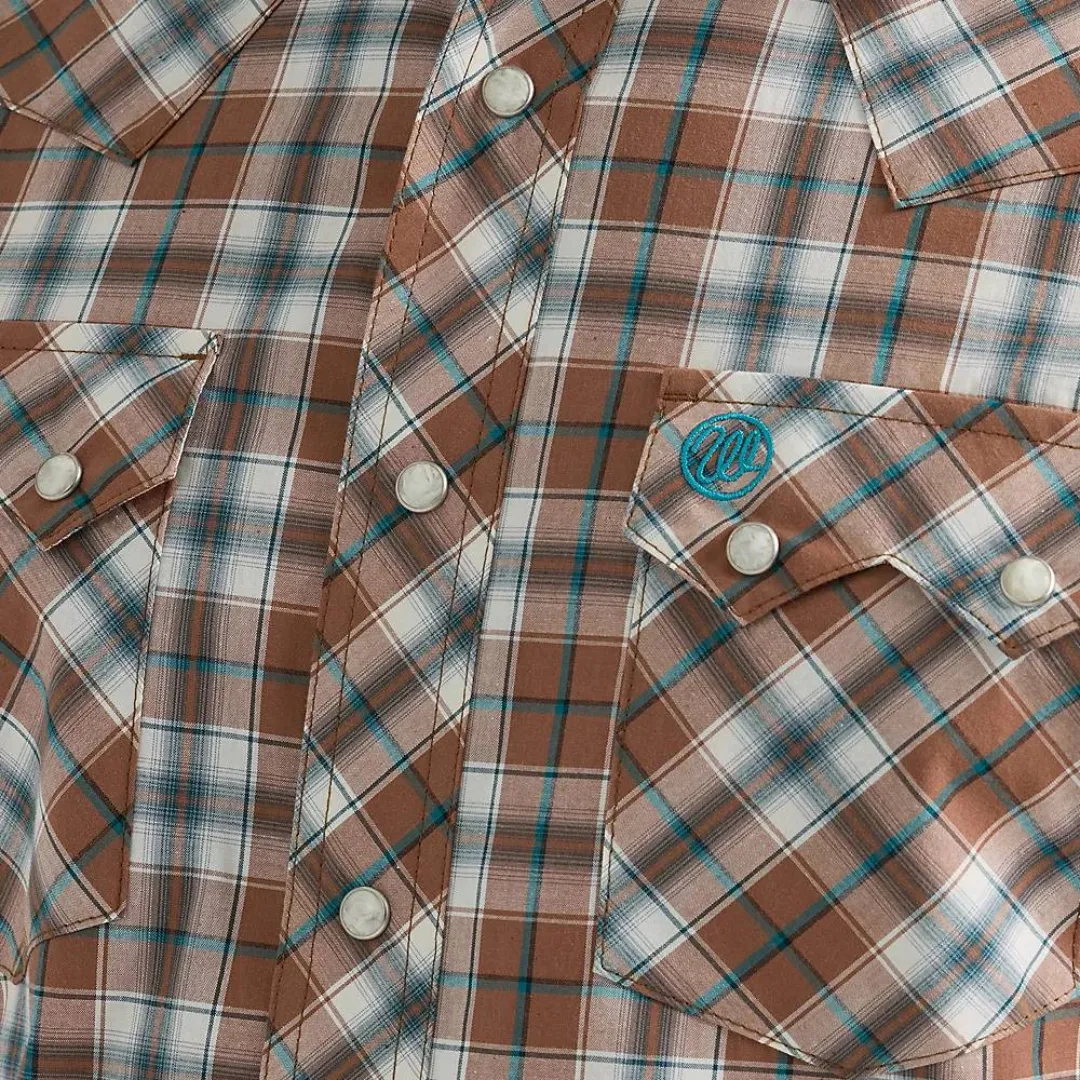 Wrangler Men's Sawtooth Plaid Brown Bark Shirt