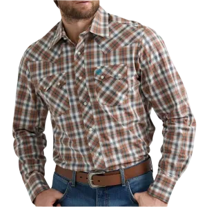 Wrangler Men's Sawtooth Plaid Brown Bark Shirt