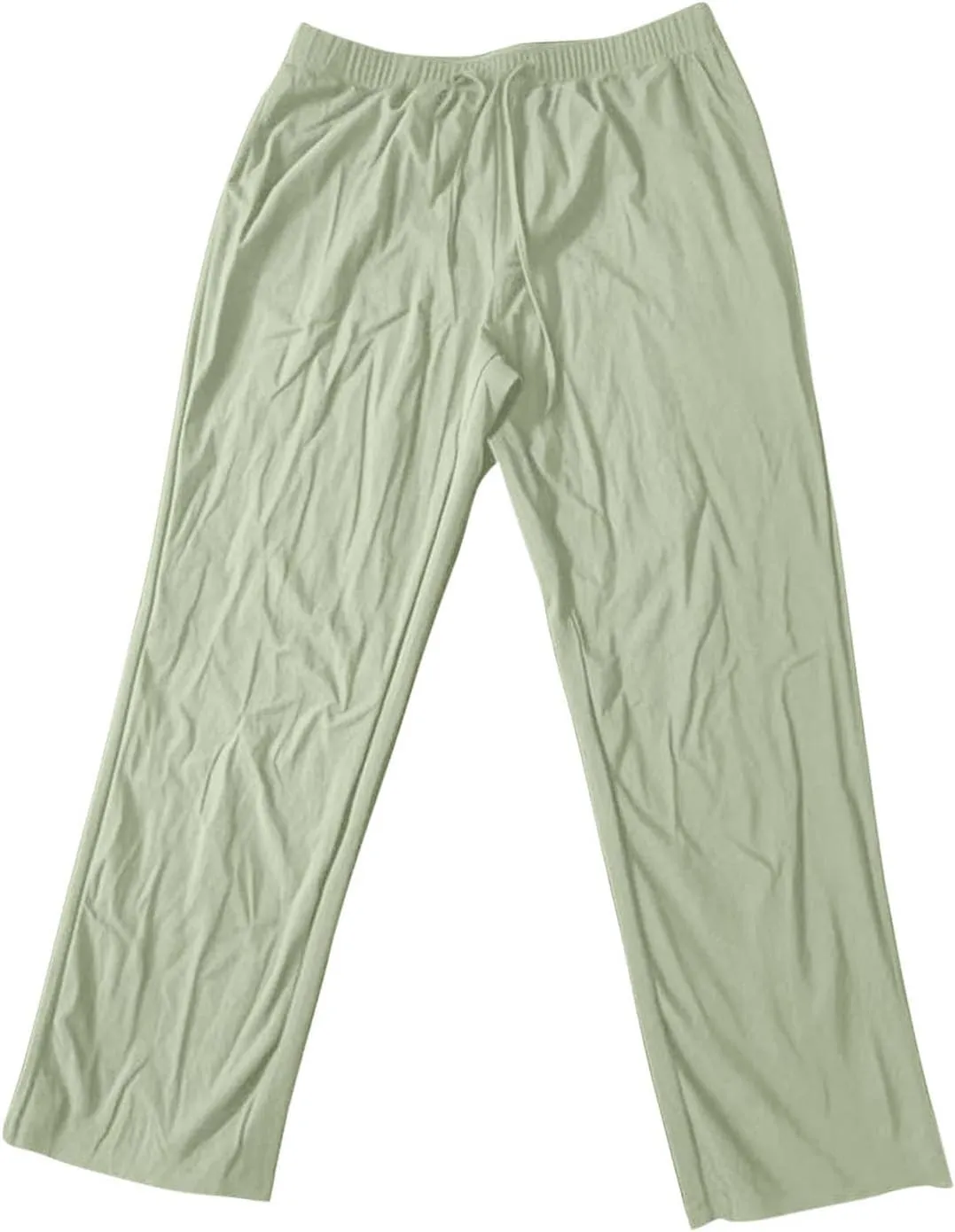 Xiaojmake Capirs Linen Pants Men Relaxed Fit Elastic Waist Cropped Pant with Pockets Beach Yoga Travel Lounge Trousers Summer