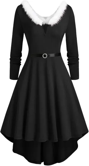 Xmas Dresses for Women Plain Party Swing Vintage Cocktail Dress 2023 Elegant Comfy Asymmetrical Flowy Formal Dresses