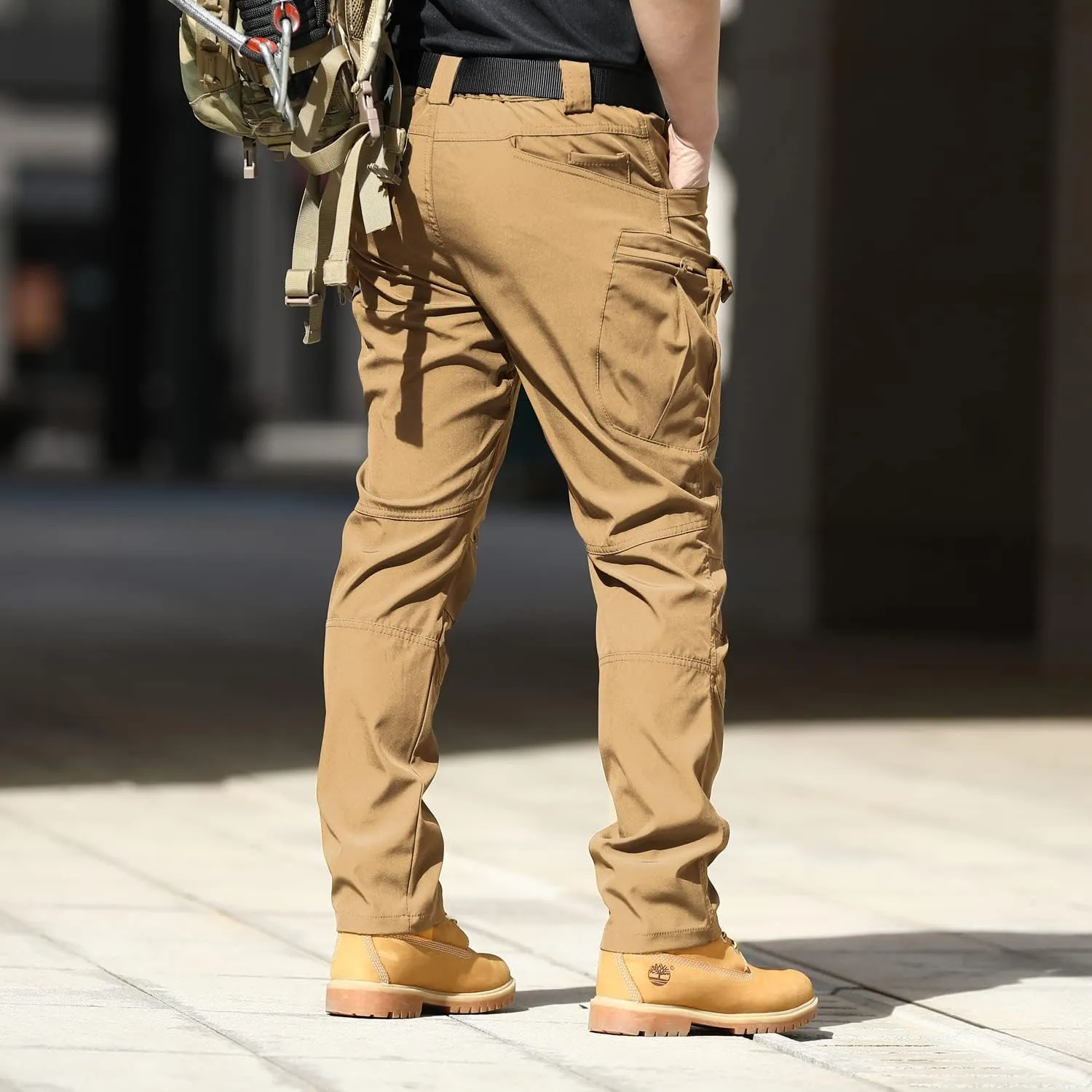 YAXHWIV Men's Flex Ripstop Tactical Pants Lightweight Hiking Casual Cargo Pants Multi Pockets Water Resistant(No Belt)