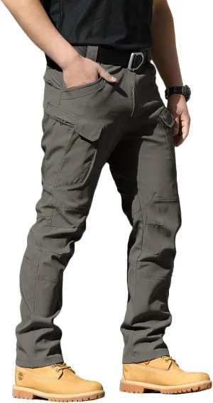 YAXHWIV Men's Flex Ripstop Tactical Pants Lightweight Hiking Casual Cargo Pants Multi Pockets Water Resistant(No Belt)