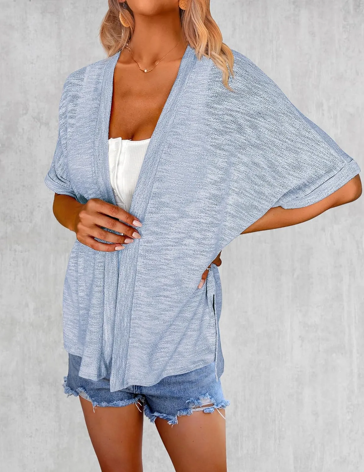Zeagoo Womens Lightweight Cardigan 2025 Summer Short Sleeve Cardigans Open Front Beach Coverup,S-XXL