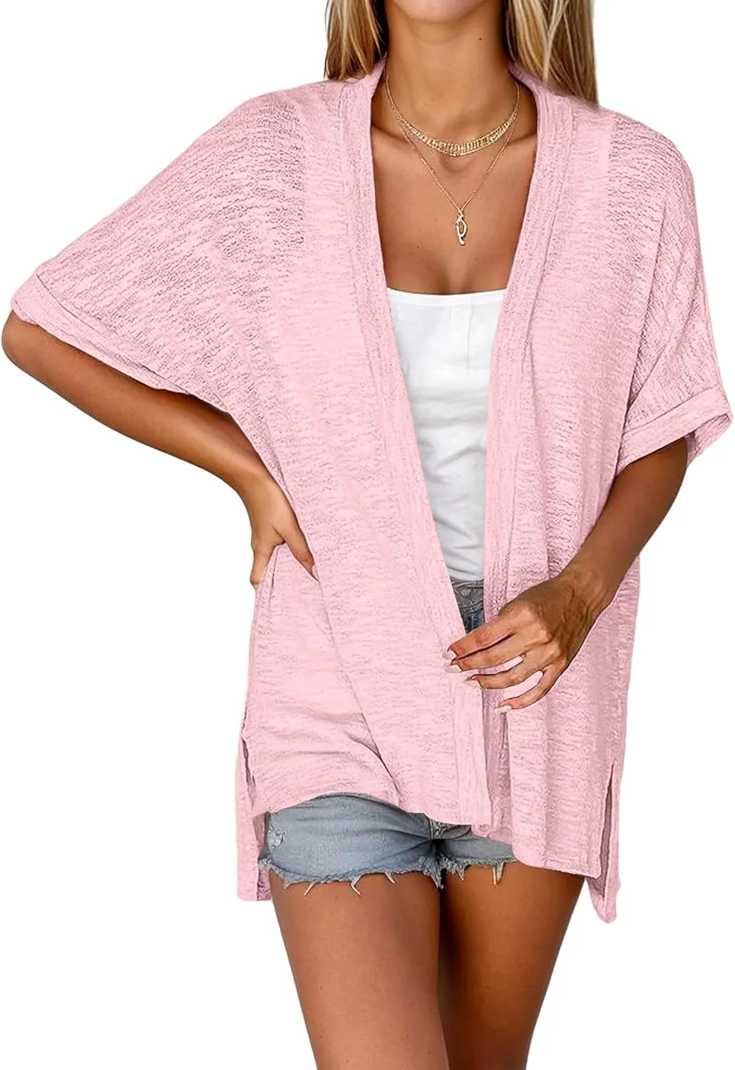 Zeagoo Womens Lightweight Cardigan 2025 Summer Short Sleeve Cardigans Open Front Beach Coverup,S-XXL