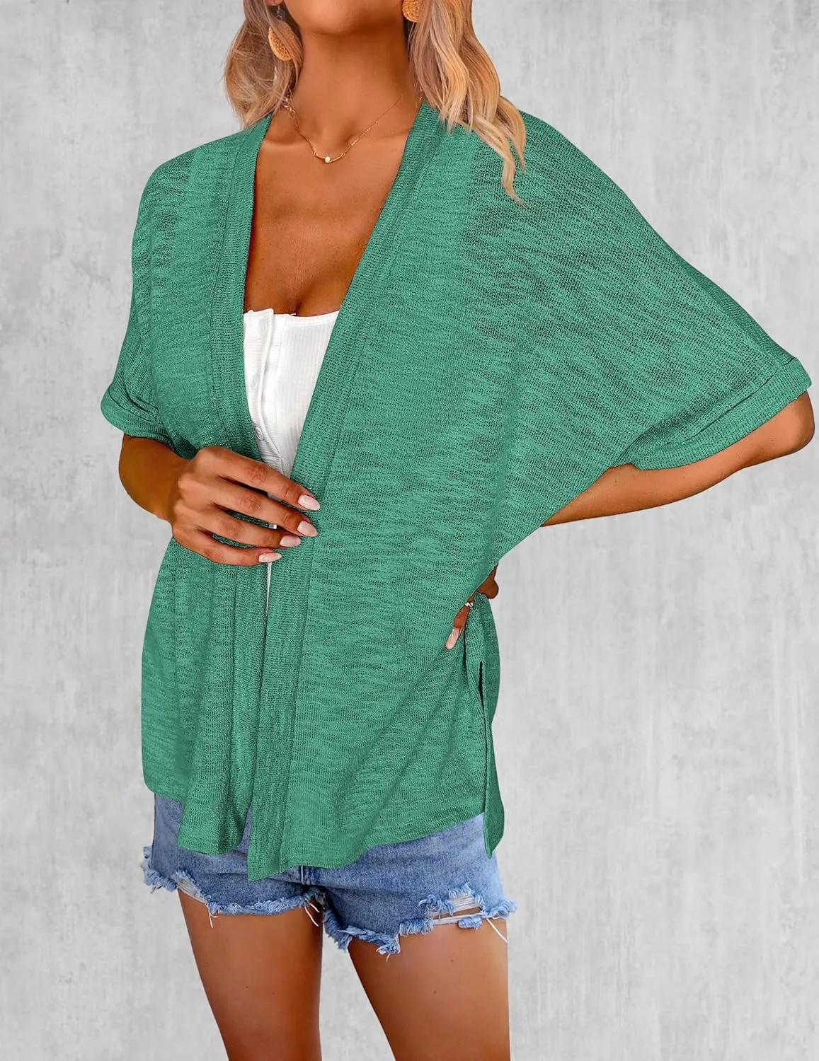 Zeagoo Womens Lightweight Cardigan 2025 Summer Short Sleeve Cardigans Open Front Beach Coverup,S-XXL