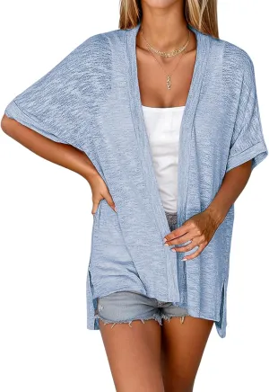 Zeagoo Womens Lightweight Cardigan 2025 Summer Short Sleeve Cardigans Open Front Beach Coverup,S-XXL