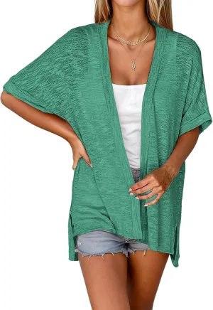 Zeagoo Womens Lightweight Cardigan 2025 Summer Short Sleeve Cardigans Open Front Beach Coverup,S-XXL