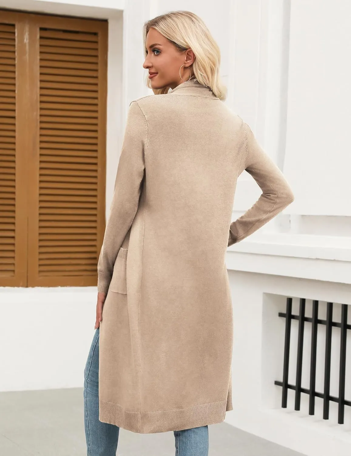 Zeagoo Women's Long Cardigan Sweaters Lightweight Sweater Long Sleeve Open Front Casual Knit Duster Cardigans with Pocket