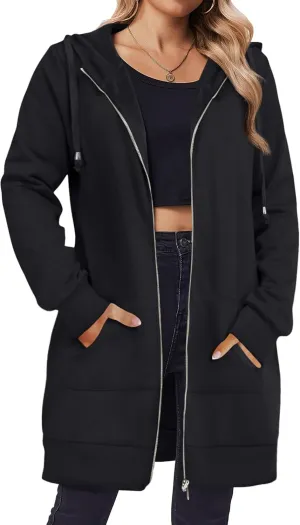 Zeagoo Zip Up Hoodies For Women Long Sleeve Oversized Sweatshirts Casual Lightweight Fleece Jackets With Pockets