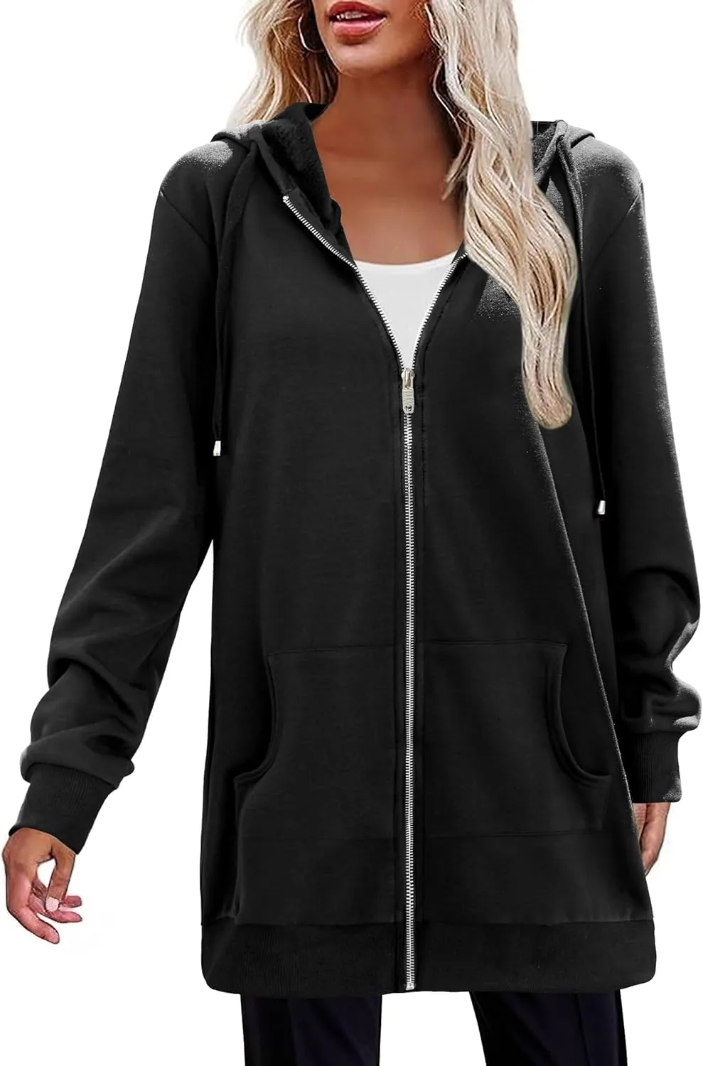 Zeagoo Zip Up Hoodies For Women Long Sleeve Oversized Sweatshirts Casual Lightweight Fleece Jackets With Pockets