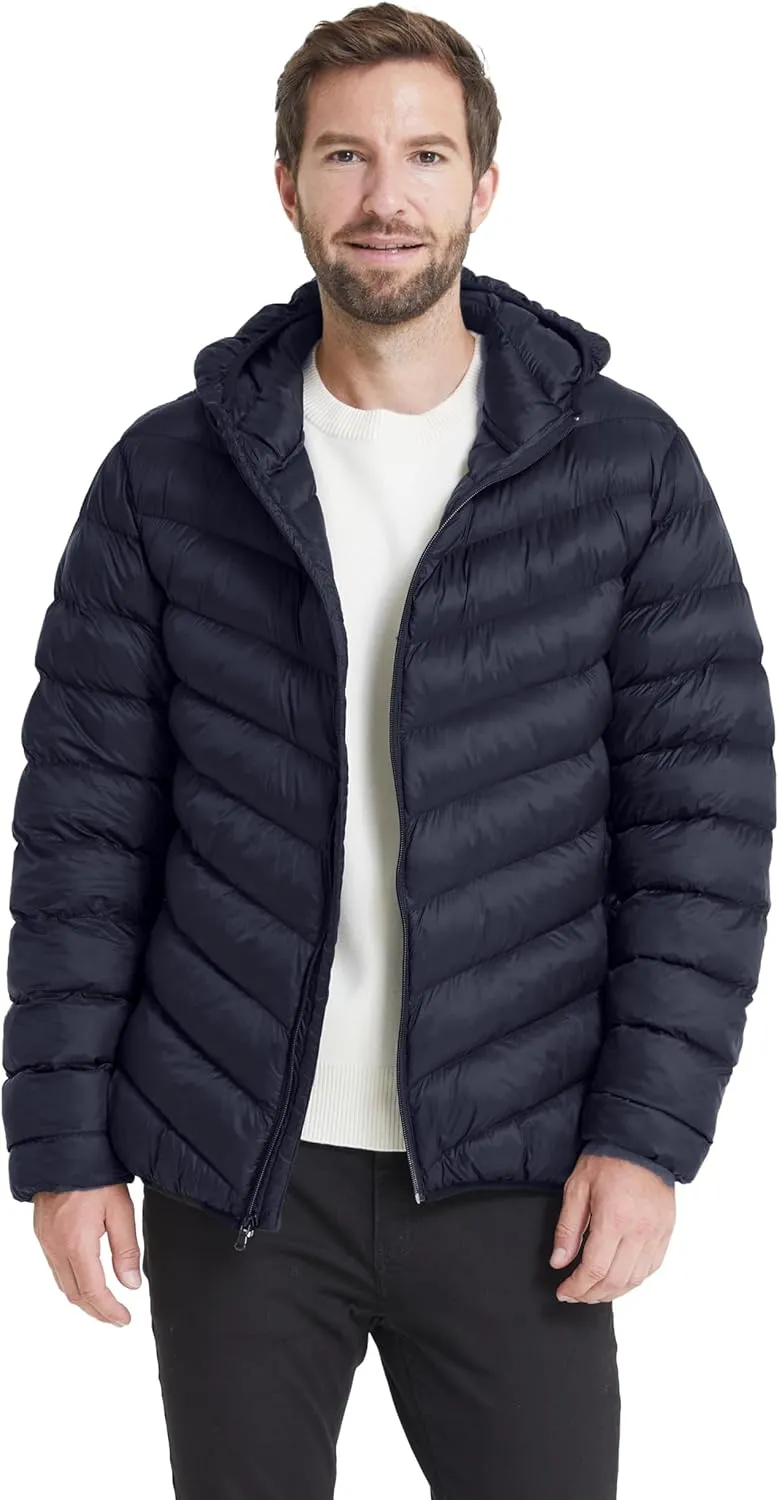 ZSHOW Men's Packable Puffer Jacket Hooded Lightweight Winter Coat for Travel Outdoor Hiking