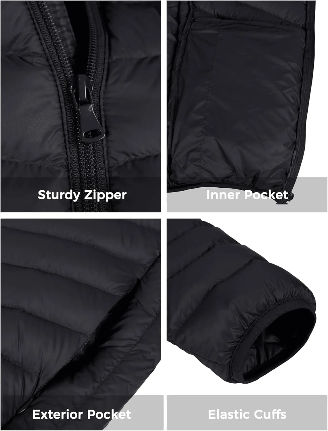 ZSHOW Men's Packable Puffer Jacket Hooded Lightweight Winter Coat for Travel Outdoor Hiking