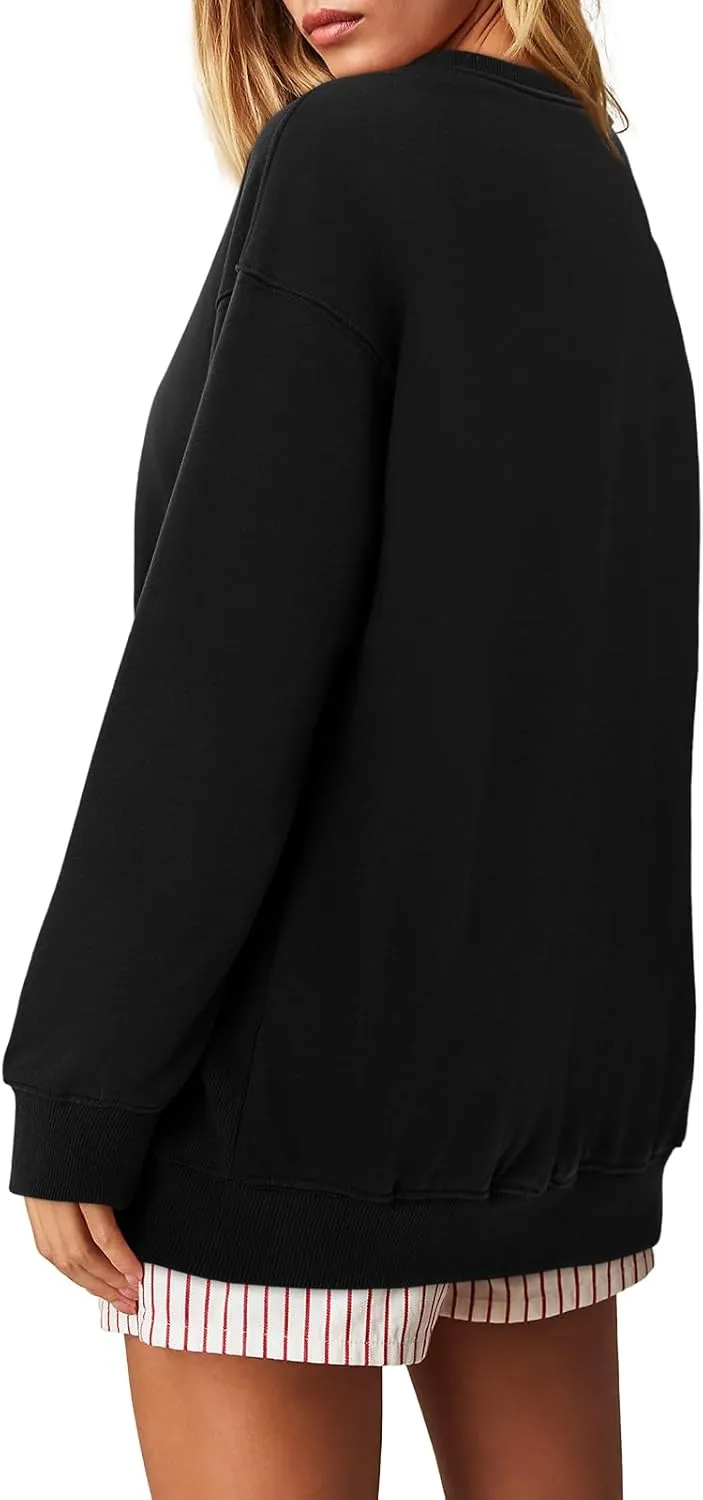 Zwurew Womens Oversized Sweatshirts Crew Neck Pullover Sweaters Casual Comfy Fall Fashion Outfits Clothes 2024