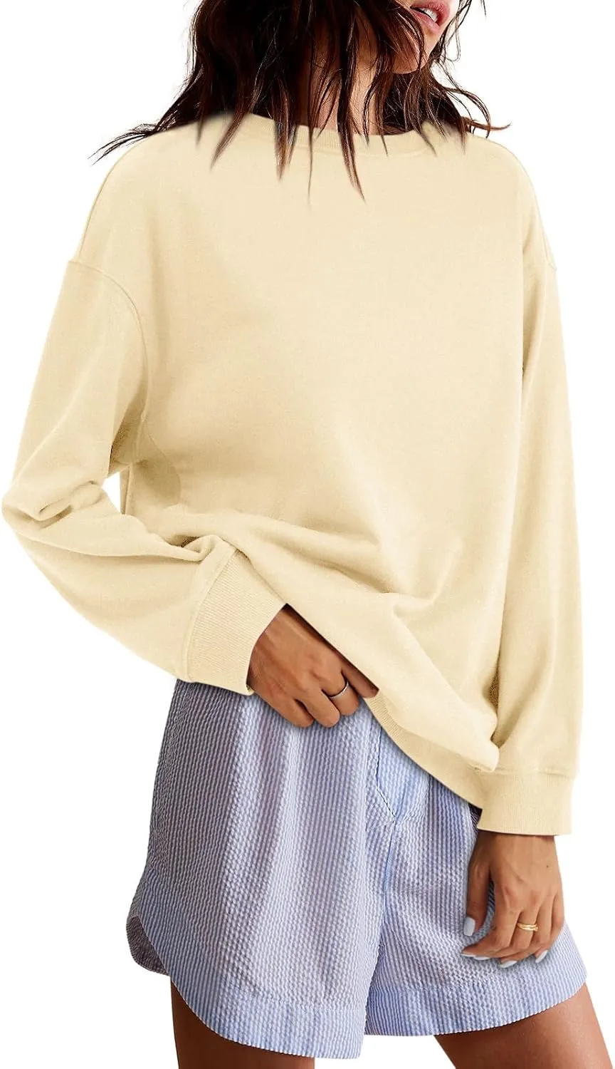 Zwurew Womens Oversized Sweatshirts Crew Neck Pullover Sweaters Casual Comfy Fall Fashion Outfits Clothes 2024