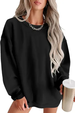 Zwurew Womens Oversized Sweatshirts Crew Neck Pullover Sweaters Casual Comfy Fall Fashion Outfits Clothes 2024