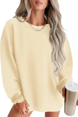 Zwurew Womens Oversized Sweatshirts Crew Neck Pullover Sweaters Casual Comfy Fall Fashion Outfits Clothes 2024