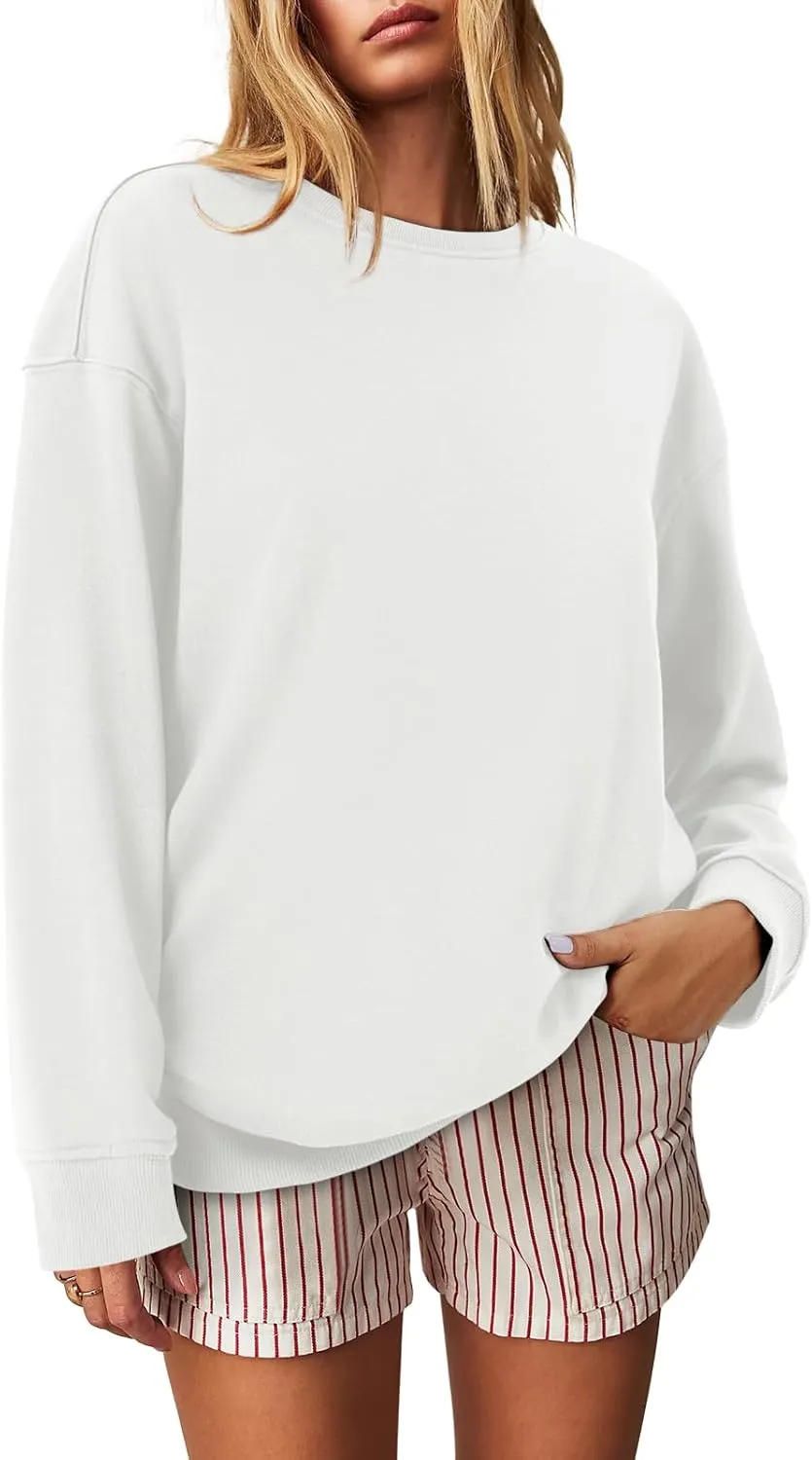 Zwurew Womens Oversized Sweatshirts Crew Neck Pullover Sweaters Casual Comfy Fall Fashion Outfits Clothes 2024
