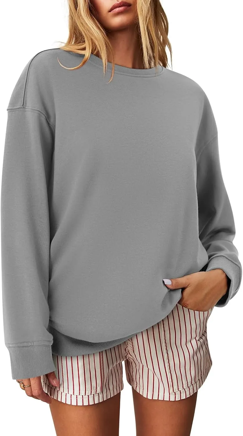 Zwurew Womens Oversized Sweatshirts Crew Neck Pullover Sweaters Casual Comfy Fall Fashion Outfits Clothes 2024
