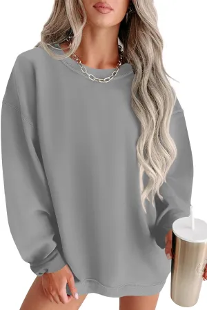 Zwurew Womens Oversized Sweatshirts Crew Neck Pullover Sweaters Casual Comfy Fall Fashion Outfits Clothes 2024