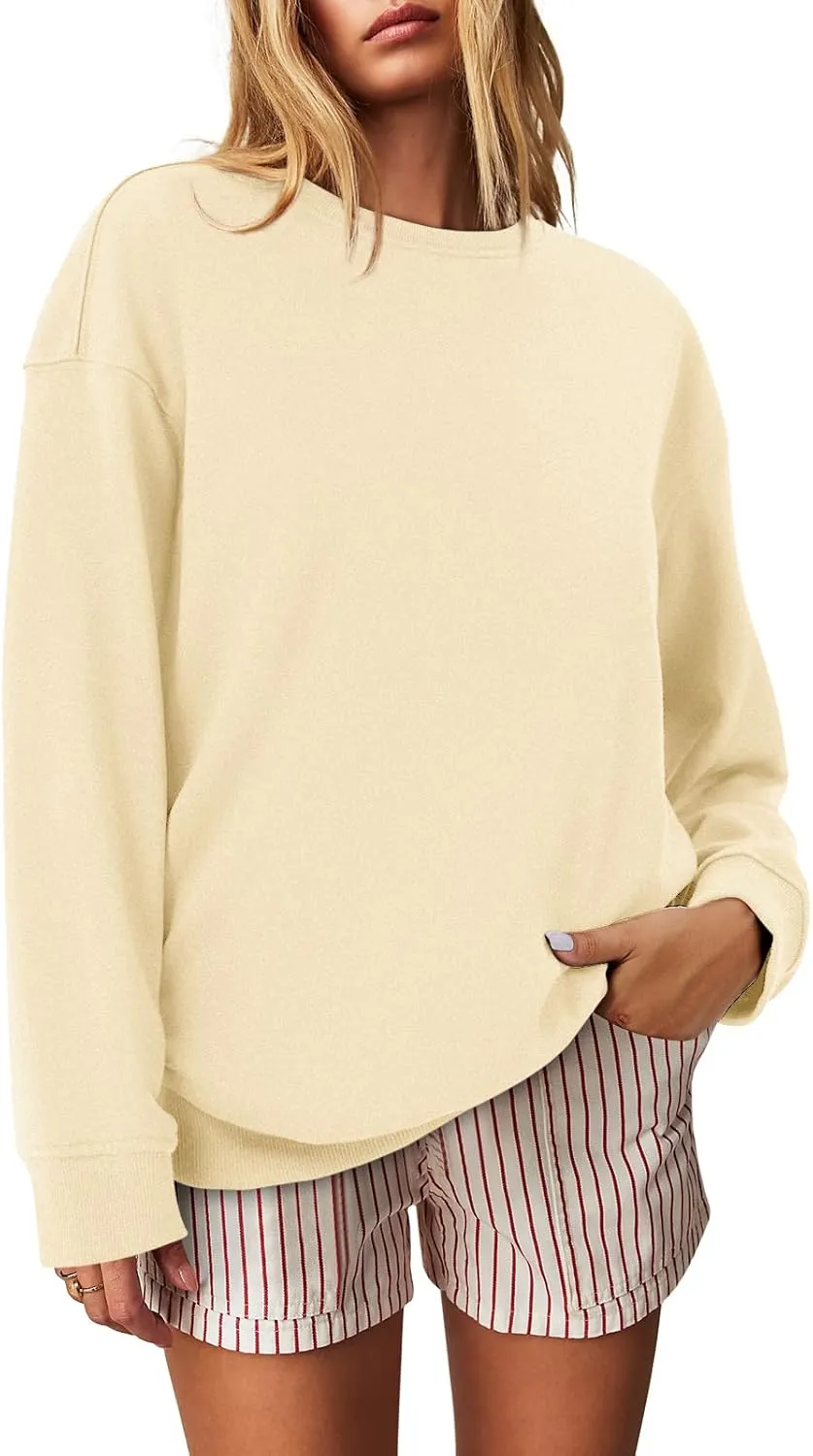 Zwurew Womens Oversized Sweatshirts Crew Neck Pullover Sweaters Casual Comfy Fall Fashion Outfits Clothes 2024