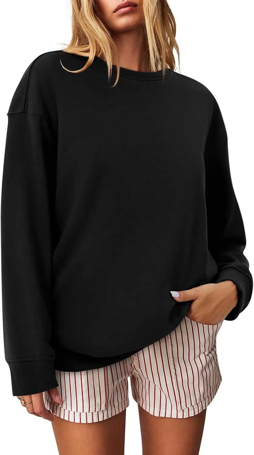 Zwurew Womens Oversized Sweatshirts Crew Neck Pullover Sweaters Casual Comfy Fall Fashion Outfits Clothes 2024