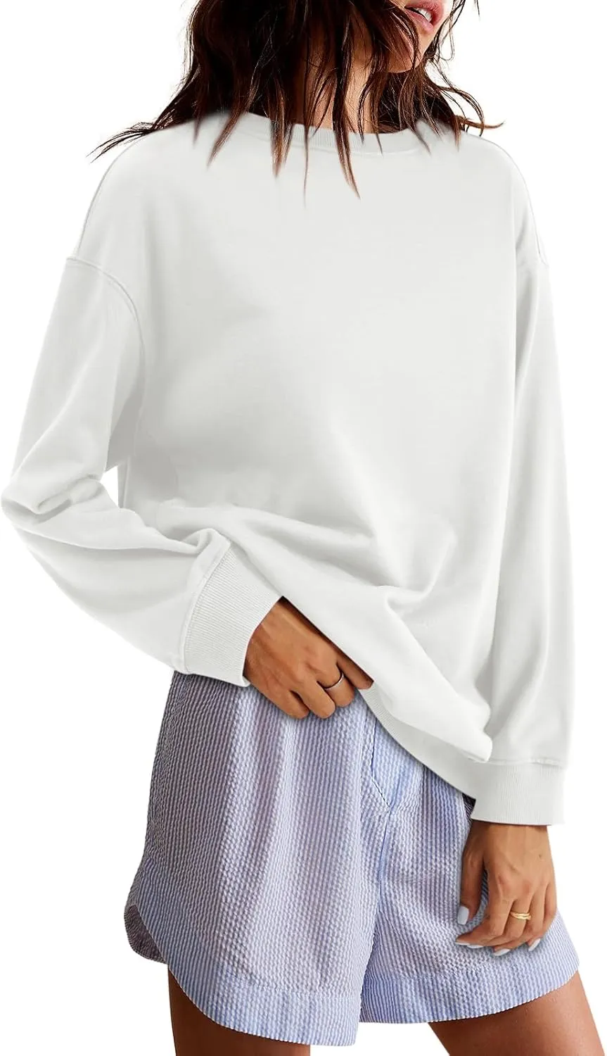 Zwurew Womens Oversized Sweatshirts Crew Neck Pullover Sweaters Casual Comfy Fall Fashion Outfits Clothes 2024